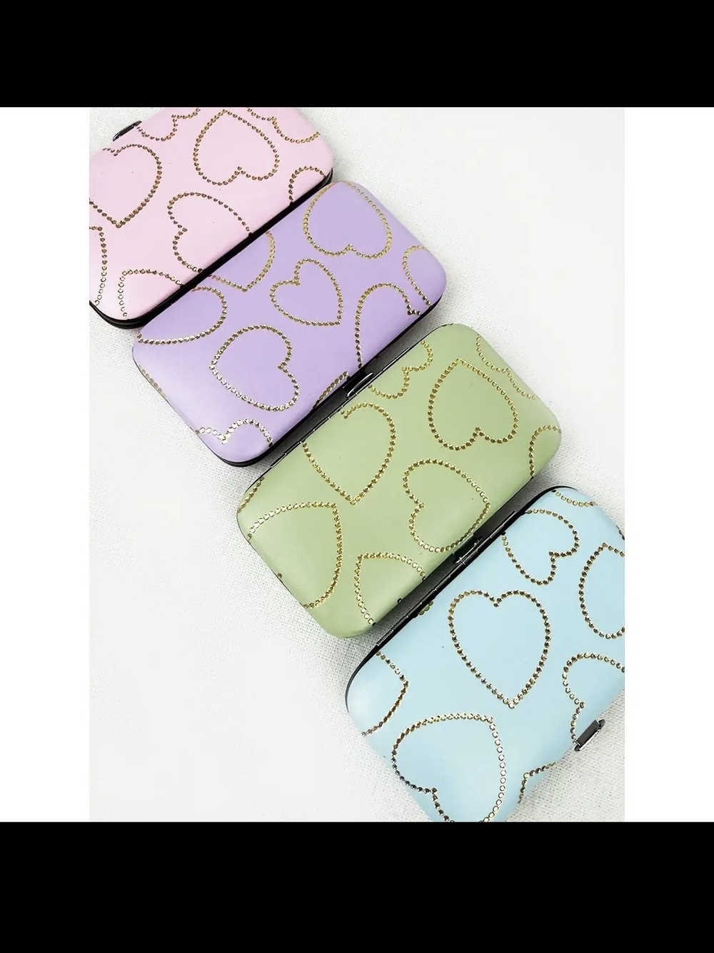 Pastel Heart Pattern Manicure Set